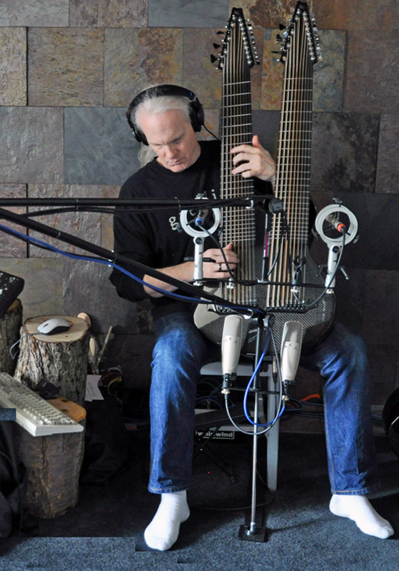 Kevin Kastning recording the 36-string Double Contraguitar.